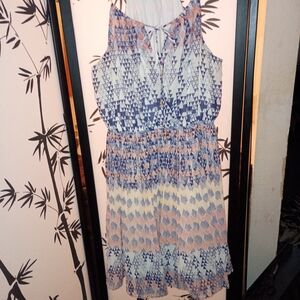 Double Zero Blue and Pink Patterned Dress